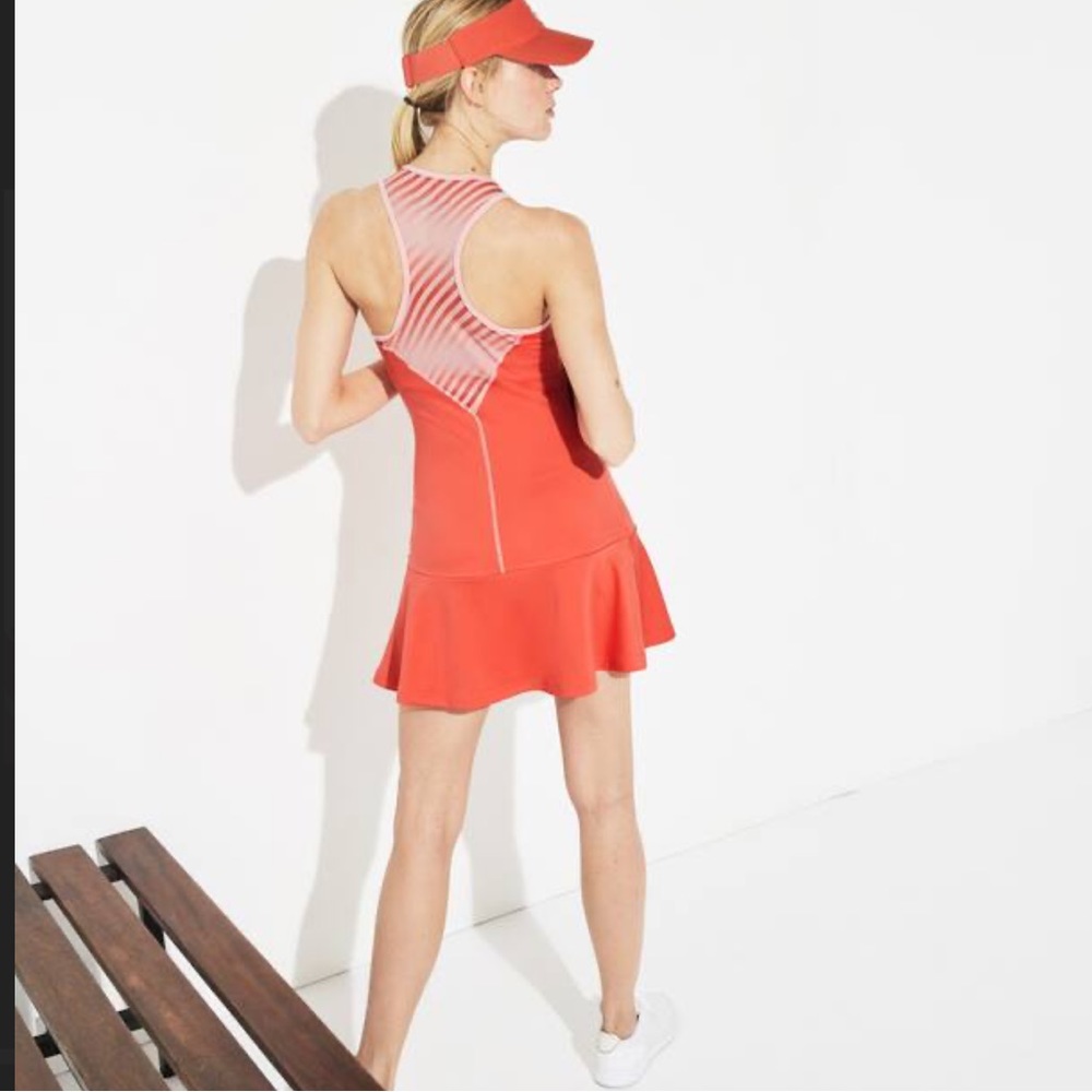 NWOT Lacoste Racerback Jersey Tennis Dress (Fr40/US8) Orange-y Pink